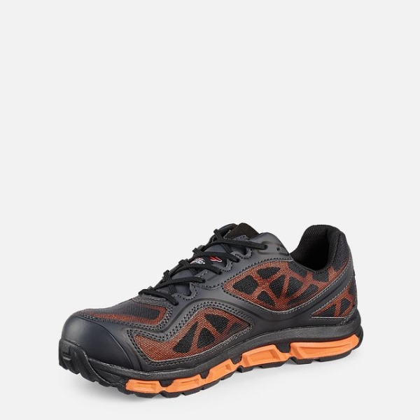 Men's Red Wing Athletics Safety Toe Athletic Work Shoes Black / Orange | NZ7185MTO