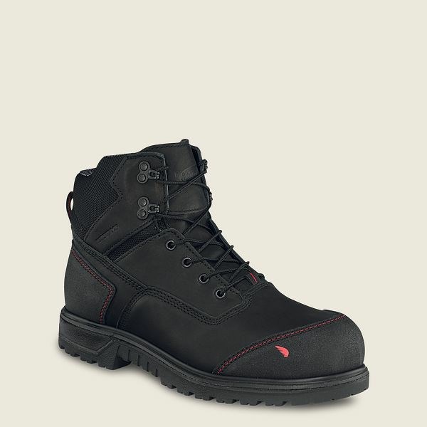 Men\'s Red Wing Brnr XP 6-inch Waterproof Safety Toe Boot Work Boots Black | NZ3785TKW