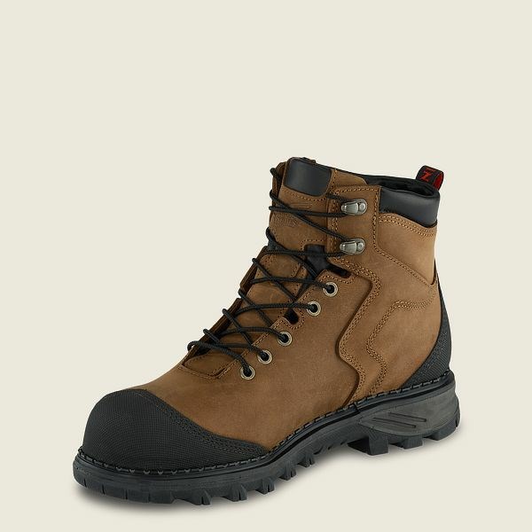 Men's Red Wing Burnside 6-inch Waterproof Safety Toe Boot Work Boots Brown / Black | NZ4682MTB