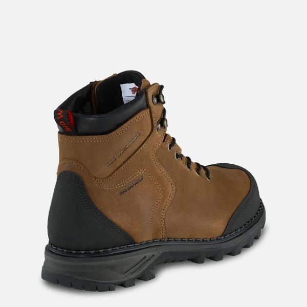 Men's Red Wing Burnside 6-inch Waterproof Safety Shoes Brown | NZ6219AQE