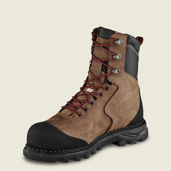 Men's Red Wing Burnside 8-inch Waterproof, CSA Safety Toe Boots Brown / Black | NZ4910ABD