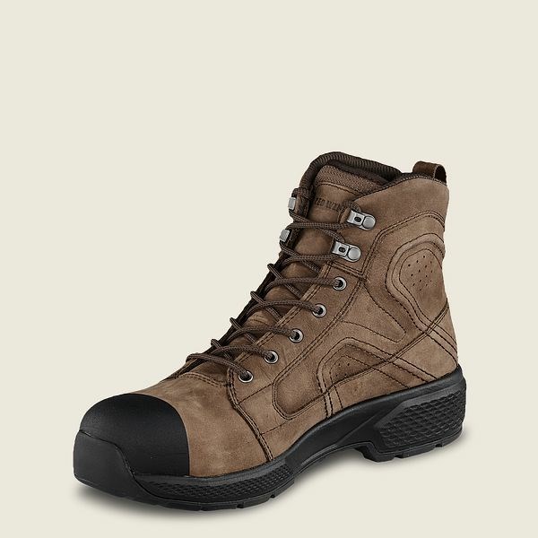 Men's Red Wing Exos Lite 6-inch Waterproof Safety Toe Boots Brown / Black | NZ2063OKA