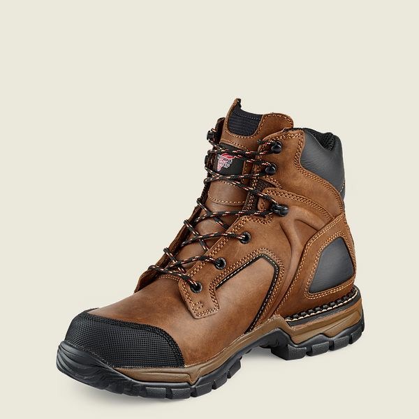 Men's Red Wing FlexForce 6-inch Waterproof Safety Toe Boots Brown / Black | NZ7089EWP