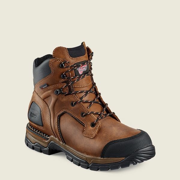 Men\'s Red Wing FlexForce 6-inch Waterproof Safety Toe Boots Brown / Black | NZ7089EWP