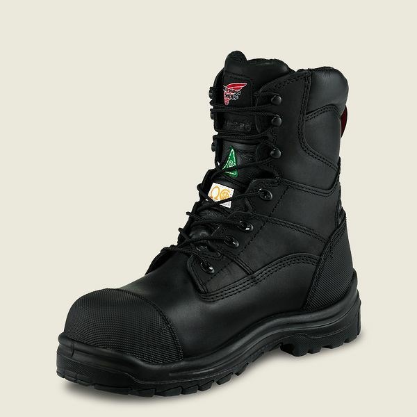 Men's Red Wing King Toe 8-inch Waterproof CSA Safety Toe Boot Work Boots Black | NZ0192FHZ