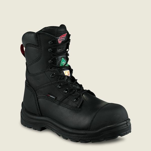 Men\'s Red Wing King Toe 8-inch Waterproof CSA Safety Toe Boot Work Boots Black | NZ0192FHZ