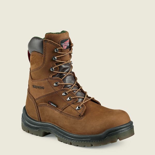 Men\'s Red Wing King Toe 8-inch Waterproof Safety Toe Boot Work Boots Brown | NZ1672COG