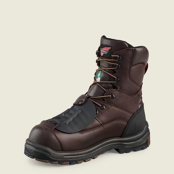 Men's Red Wing King Toe 8-inch Waterproof CSA Metguard Safety Toe Boot Work Boots Brown | NZ1680JUI