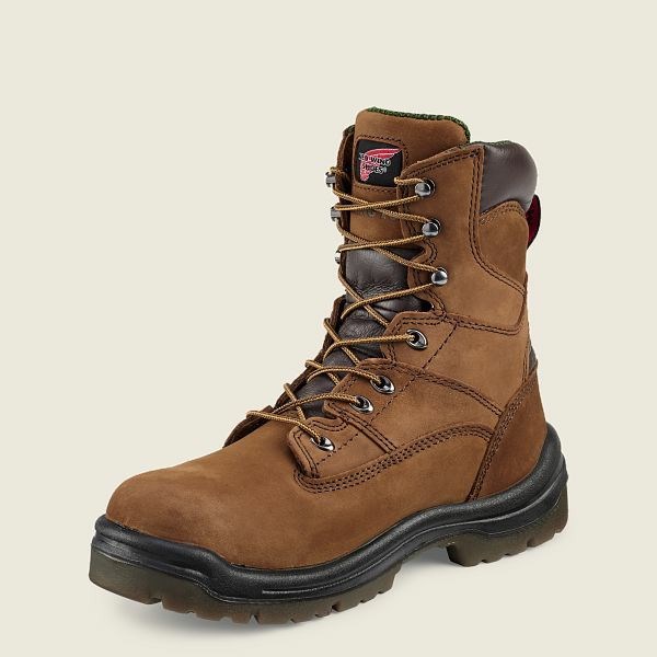 Men's Red Wing King Toe 8-inch Waterproof Soft Toe Boot Work Boots Brown | NZ5012WZX