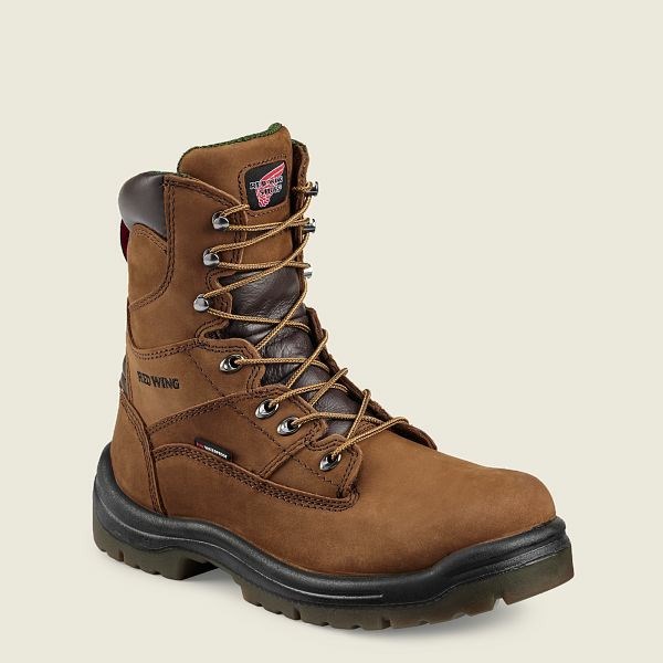 Men\'s Red Wing King Toe 8-inch Waterproof Soft Toe Boot Work Boots Brown | NZ5012WZX