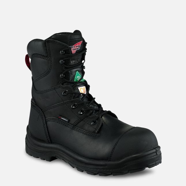 Men\'s Red Wing King Toe® 8-inch Waterproof CSA Work Boots Black | NZ2634KJL