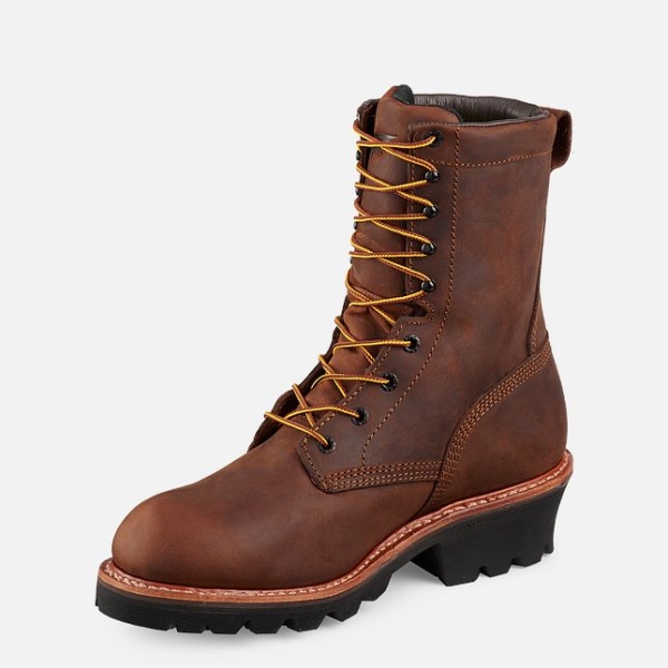 Men's Red Wing LoggerMax 9-inch Insulated, Waterproof Work Boots Brown | NZ1329WST