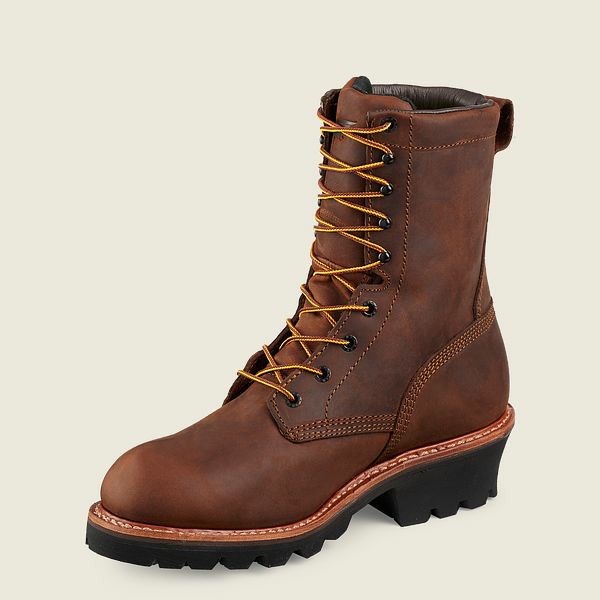 Men's Red Wing LoggerMax 9-inch Insulated, Waterproof Safety Toe Boot Work Boots Brown | NZ9754XTL