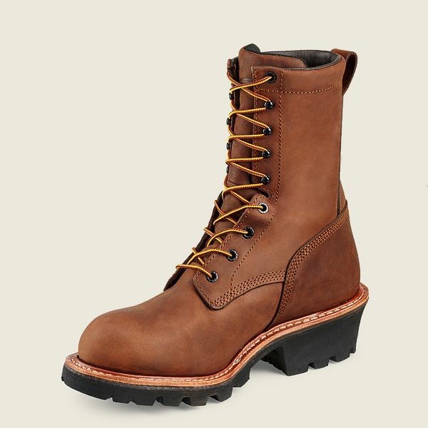 Men's Red Wing LoggerMax 9-inch Waterproof Soft Toe Boot Work Boots Brown | NZ1623YAU