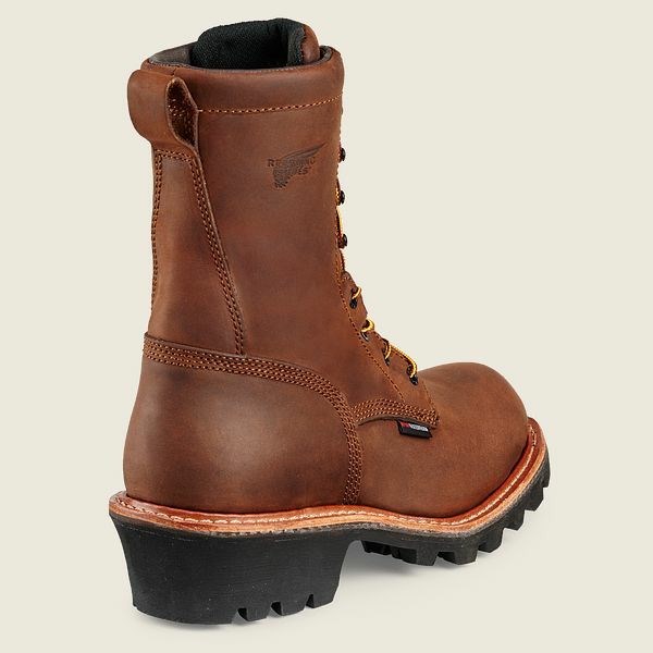 Men's Red Wing LoggerMax 9-inch Waterproof Safety Toe Boots Brown | NZ3028ADV