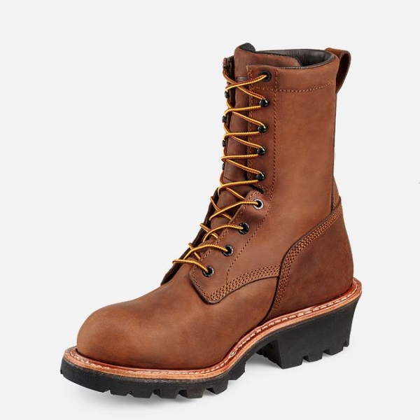 Men's Red Wing Loggermax 9-inch Waterproof Shoes Brown | NZ3824PWR