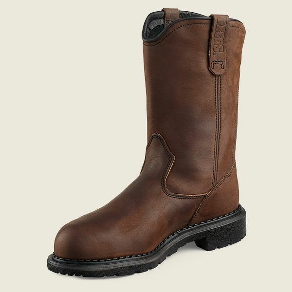 Men's Red Wing SuperSole 11-inch Waterproof Safety Toe Metguard Pull-On Boot Work Boots Brown | NZ5728BAC