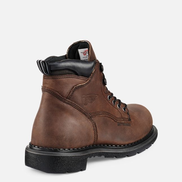 Men's Red Wing Supersole® 6-inch Waterproof Metguard Safety Shoes Brown | NZ9860HMV