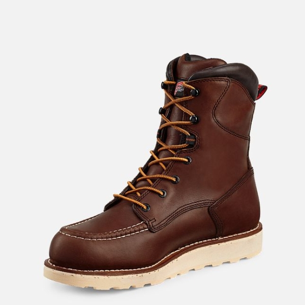 Men's Red Wing Traction Tred 8-inch Waterproof Work Boots Brown | NZ0687JWT