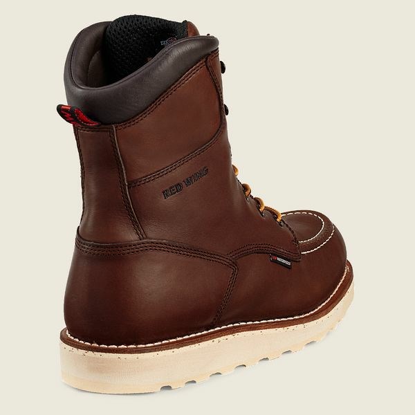 Men's Red Wing Traction Tred 8-inch Waterproof Safety Toe Boot Work Boots Brown | NZ7841CDP