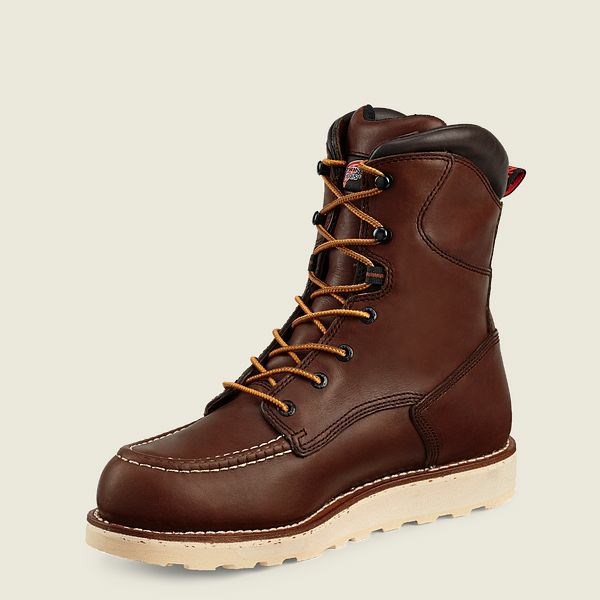 Men's Red Wing Traction Tred 8-inch Waterproof Safety Toe Boot Work Boots Brown | NZ7841CDP