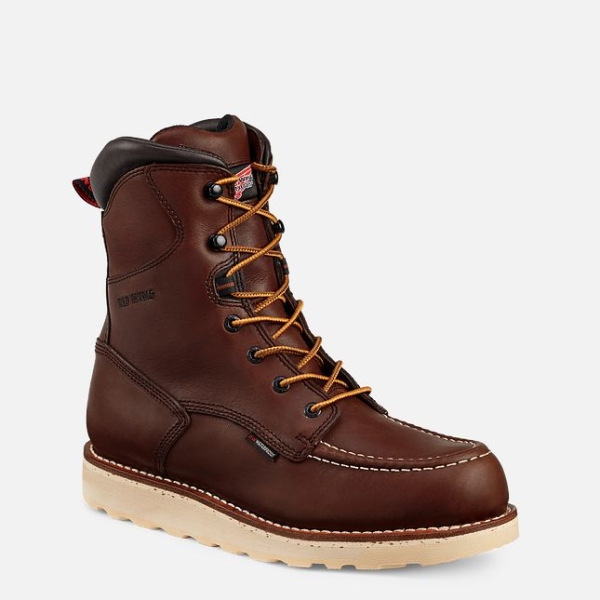 Men\'s Red Wing Traction Tred 8-inch Waterproof Work Boots Brown | NZ8394JZD