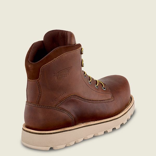 Men's Red Wing Traction Tred Lite 6-inch Waterproof Safety Toe Boot Work Boots Brown | NZ5803PAS