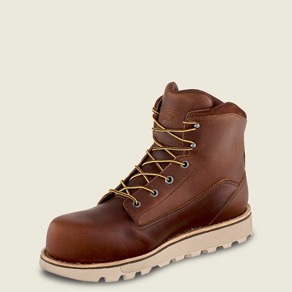 Men's Red Wing Traction Tred Lite 6-inch Waterproof Safety Toe Boot Work Boots Brown | NZ5803PAS