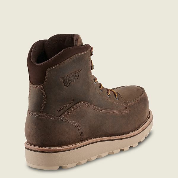 Men's Red Wing Traction Tred Lite 6-inch Waterproof Safety Toe Boot Work Boots Brown | NZ7419EAP