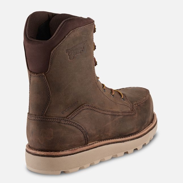 Men's Red Wing Traction Tred Lite 8-inch Waterproof Safety Shoes Brown | NZ1780MAJ