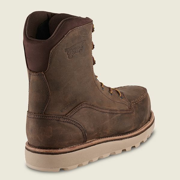 Men's Red Wing Traction Tred Lite 8-inch Waterproof Safety Toe Boot Work Boots Brown | NZ3086PBR