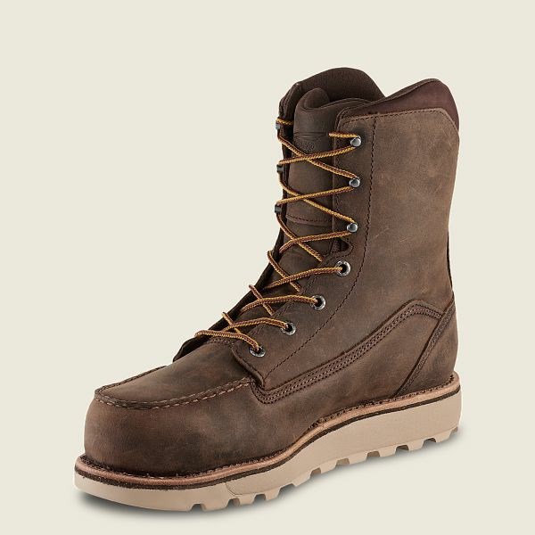 Men's Red Wing Traction Tred Lite 8-inch Waterproof Safety Toe Boot Work Boots Brown | NZ3086PBR