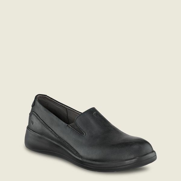 Women\'s Red Wing Zero-G Lite Soft Toe Leather Slip-On Work Shoes Black | NZ5391YOH