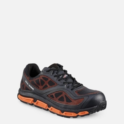 Men's Red Wing Athletics Safety Toe Athletic Work Shoes Black / Orange | NZ7185MTO
