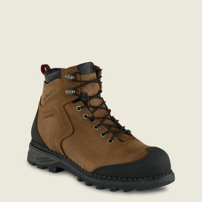 Men's Red Wing Burnside 6-inch Waterproof Safety Toe Boot Work Boots Brown / Black | NZ4682MTB