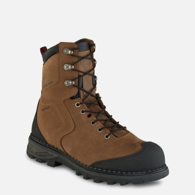 Men's Red Wing Burnside 8-inch Waterproof Shoes Brown | NZ0279VPQ