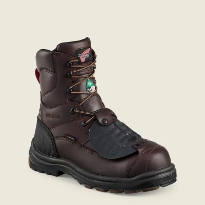 Men's Red Wing King Toe 8-inch Waterproof CSA Metguard Safety Toe Boots Brown / Black | NZ2643ZKX
