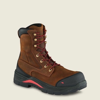 Men's Red Wing King Toe ADC 8-inch Waterproof Safety Toe Boots Brown / Black | NZ1379BZJ