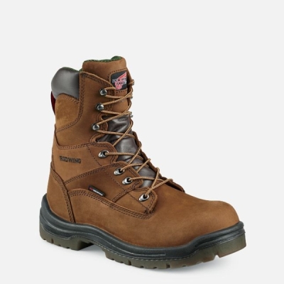 Men's Red Wing King Toe® 8-inch Insulated Waterproof Shoes Brown | NZ7192RLH