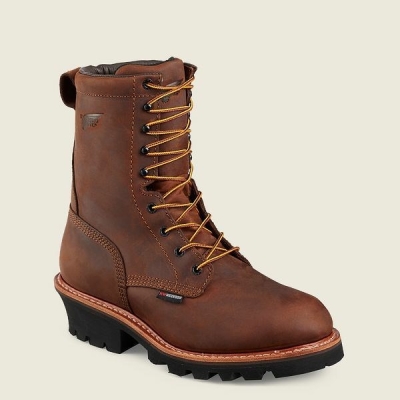 Men's Red Wing LoggerMax 9-inch Insulated, Waterproof Safety Toe Boots Brown | NZ2750BPY