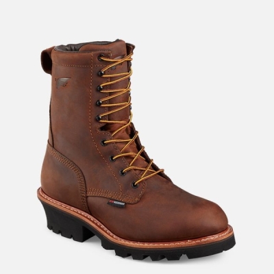 Men's Red Wing LoggerMax 9-inch Insulated, Waterproof Work Boots Brown | NZ4685MIQ