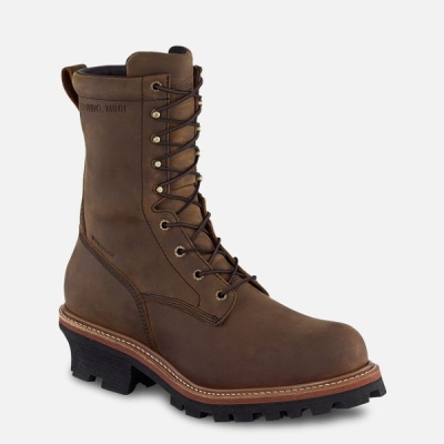 Men's Red Wing Loggermax 9-inch Waterproof, Logger Work Boots Brown | NZ0978BRG