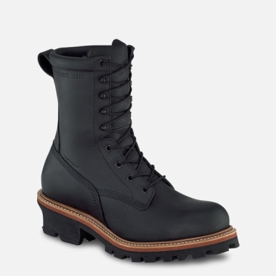 Men's Red Wing Loggermax 9-inch Waterproof, Logger Safety Shoes Black | NZ5649WGV