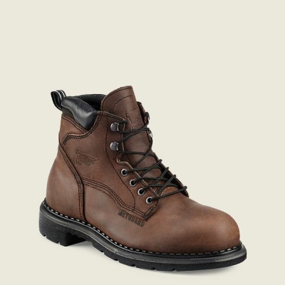 Men's Red Wing SuperSole 6-inch Waterproof Safety Toe Metguard Boot Work Boots Brown | NZ5360PKC