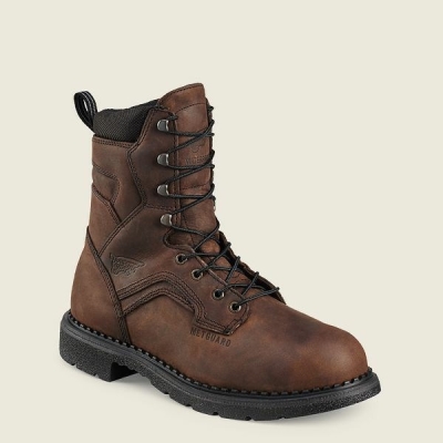 Men's Red Wing SuperSole 8-inch Waterproof Metguard Boot Safety Toe Boots Brown | NZ6428KLW
