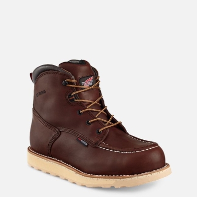 Men's Red Wing Traction Tred 6-inch Waterproof Work Boots Brown | NZ7361BVR