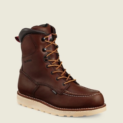 Men's Red Wing Traction Tred 8-inch Waterproof Safety Toe Boot Work Boots Brown | NZ7841CDP