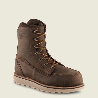Men's Red Wing Traction Tred Lite 8-inch Waterproof Safety Toe Boot Work Boots Brown | NZ3086PBR