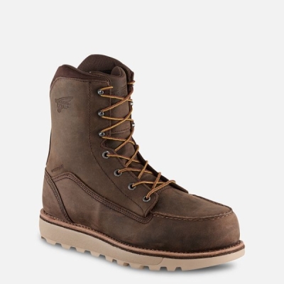 Men's Red Wing Traction Tred Lite 8-inch Waterproof Work Boots Brown | NZ9210KFO