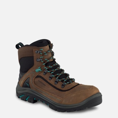Women's Red Wing Tradeswoman 6-inch Waterproof Work Boots Brown / Turquoise | NZ0132TQE